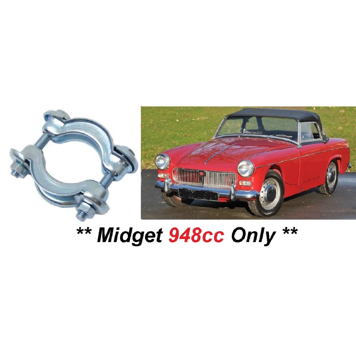 FRONT MANIFOLD / EXHAUST DOWNPIPE CLAMP (MG Midget Mk1) (**948cc Only**) (1961- Oct 62 Only)   
